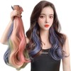 SATPULOT One-Touch Curly Hair Extensions, Colorful Extensions, Long Wig, Curls,