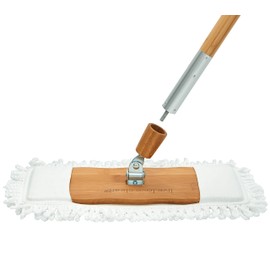 Harper Live.Love.Clean. Bamboo 2-in-1 Smooth Surface Wet/Dry Dust Mop with (2) Washable Wraparound Pads for Cleaning Dust, Pet Hair & Fine Dry Dirt