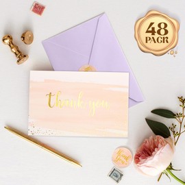 IMMISE 48-Pack Pink Thank You Cards with 𝐑𝐨𝐲𝐚𝐥 𝐏𝐮𝐫𝐩𝐥𝐞 Envelopes and Stickers - Perfect for Any Occasion. Purple Symbolizes 𝐑𝐨𝐲𝐚𝐥𝐭𝐲 𝐚𝐧𝐝 𝐂𝐫𝐞𝐚𝐭𝐢𝐯𝐢𝐭𝐲, Making Each Thank You Note 𝐌𝐞𝐚𝐧𝐢𝐧𝐠𝐟𝐮𝐥 𝐚𝐧𝐝 𝐔𝐧𝐢𝐪𝐮𝐞