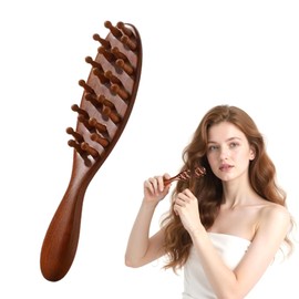 Wooden Scalp Massage Comb - Sandalwood Head Massager Tool, Gua Sha Brush for Women Men Hair Growth