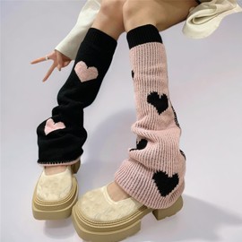 Allpunkall Goth Heart Leg Warmers for Women Cute Y2k Grunge Emo Japanese Flare
