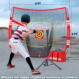 KudoMax Baseball Softball Practice Net, Batting Tee,Portable Hitting Pitching Training System with Strike Zone Target, Most Suitable for Kids and Teenager