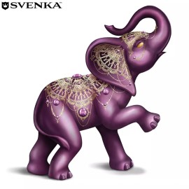 The Hamilton Collection Hamilton Collection Matriarch of Fortune Handcrafted Purple Elephant Figurine