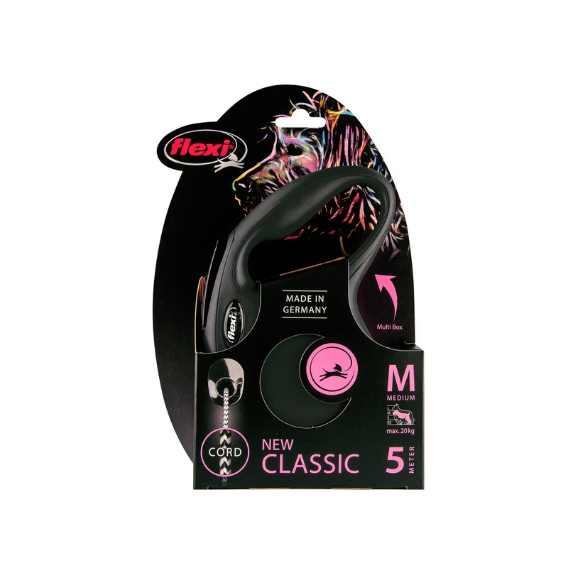 flexi New Classic Retractable Lead Cord, Medium, Black