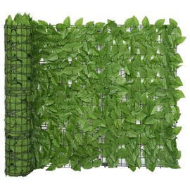 vidaXL Green Leaf Balcony Privacy Screen - Decorative Polyethylene and Fabric Patio, Terrace or Garden Screen - Sunlight Protector with Air Circulation Function - 157.5" x 39.4" Size Without Assembly