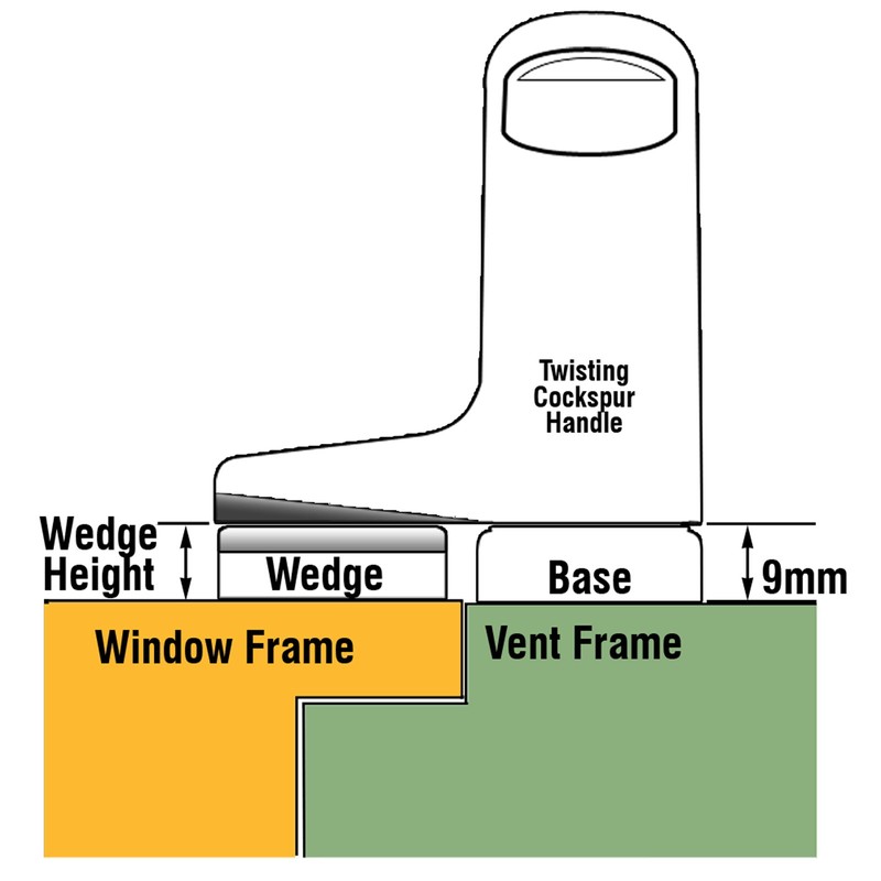 Securistyle Virage CB09WHL Cockspur Window Handle (White) - Left, 9mm