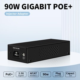 Davuaz 2.5G PoE Injector, 90w Power Supply, PoE Power IEEE 802.3af Compliant Plug & Play Desktop, 2500M Adapter for IP Cameras and VoIP Phones Network Distance Up to 328 ft