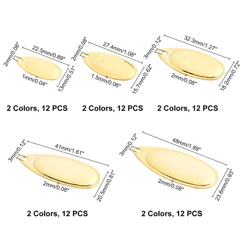 SUPERFINDINGS Over 60pcs 2 Colours 5 Sizes Iron Fishing Bait