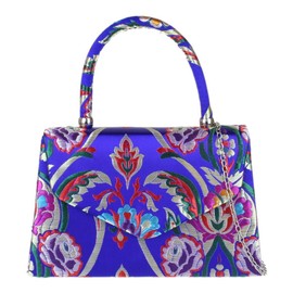 Girly Handbags Ladies Baroque Flower Clutch Bag, royal
