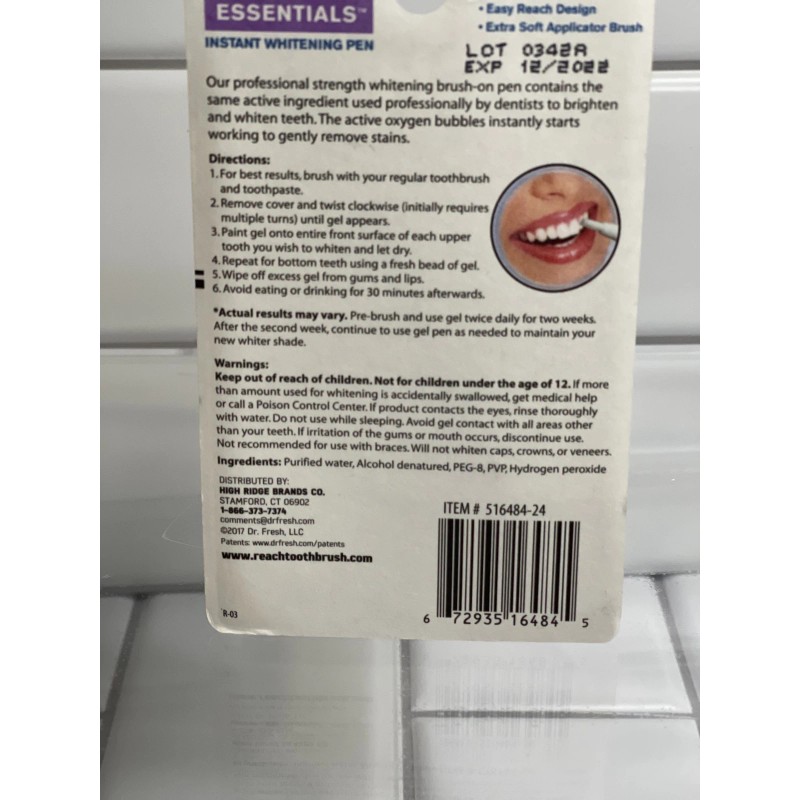 Reach NEW Reach Essentials Instant Teeth Whitening Pen Ex 12/2022
