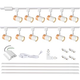 Hiiglxii 12-Light LED Track Lighting Kit with 13FT H Type Rails & Floating Canopy Connector, Plug in Track Light Kit, GU10 Modern Kitchen Track Lighting Fixtures Ceiling Spot Light, White (No Bulbs)