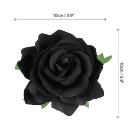 MECCANIXITY 5 Pcs Rose Flower Hair Clips 4 Inch Flower Hair Pins Flower Brooch for Women Hair Accessories Black