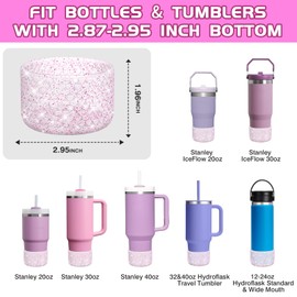 WUQID Protective Bling Heart Texture Silicone Boot Sleeve Compatible with Stanle Tumbler 40oz 30oz 20oz & 12-24oz Hydroo Sport Flask Bottles, Anti-Slip Bottle Bottom Sleeve Cover for 2.8-2.95in Bottom