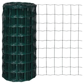 vidaXL Green 32.8ftx2.6ft Euro Fence, Resistant Steel Wire, PVC Coated Rust and UV Resistant, Ideal for Garden, Farm, Poultry Protection