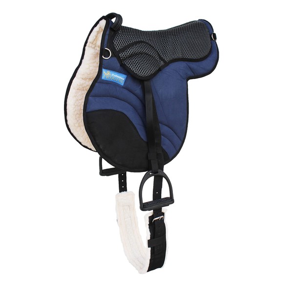 CHALLENGER Horse English Western Trail Fleece Padded Adjustable Bareback Saddle