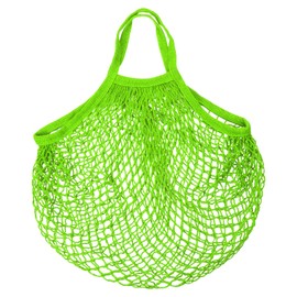 sourcing map Cotton Mesh Bag, 15x13.8 Reusable Washable Mesh Net String Grocery Bags Organizer for Fruits Vegetables Shopping Green