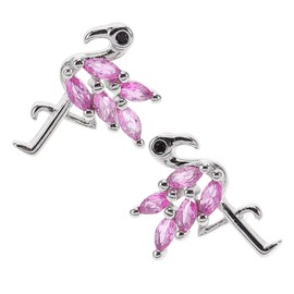 Beavorty Flamingo Zircon Earrings for Women Lightweight Copper Small Studs Comfortable Fit Dazzling Sparkle Versatile Holiday Jewelry Girlfriend