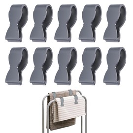 Wbgraceful 10Pcs Towel Clips for Kitchen, Hand Towel Clips Towel Clamps, Keeps Towel from Falling, Kitchen Clips Chair Towel Clips for Kitchen, Oven Handle, Bathroom Towel Rack, Dishwasher(Grey)
