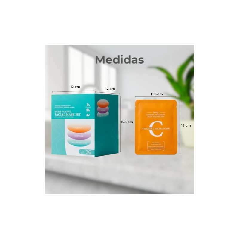 30 Mascarillas Faciales Hidratantes Ácido Hialurónico Skincare