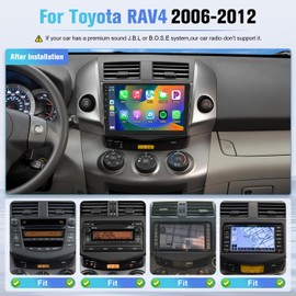 Naifay Android Car Stereo for Toyota Rav4 2006 2007 2008 2009 2010 2011 2012 Radio, 10.1inch Touch Screen for Rav4 Radio with Carplay/Android Auto/Bluetooth/GPS/WiFi/Camera/SWC/MIC