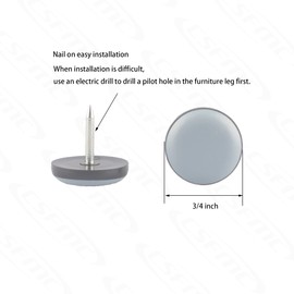 CSFMC Teflon Furniture Sliders Pads(40 Pack 3/4 inch(19mm) Base),Table/Chair/Cabinet/Sofa Small Size PTFE Glides,Nail on Furniture Legs by Protect The Floor,Heavy Duty Furniture Sliding Block