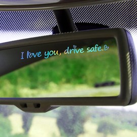 AOZUO 2 x I Love You, Drive Safe Rear View Mirror Sticker, Rear View Mirror Decal with Heart Self Affirmations Car Mirror Stickers Vinyl Car Window Decal for Water Bottle Laptop Bumper New Car Decor