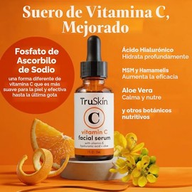 TruSkin - Suero facial con vitamina C, suero facial antienvejecimiento con vitamina C, ácido hialurónico, vitamina E y más, suero iluminador para manchas oscuras, tono de piel uniforme, área de los