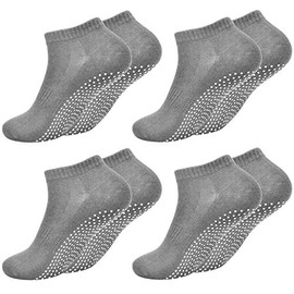 Fangehong 4 Pairs Non-Slip Socks for Men Women Size EU 40-45, Yoga Socks Non-Slip with Nubs for Pilates, Stopper Socks Cotton for Barre