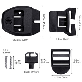OIIKI 4 Sets Spa Hot Tub Cover Clips, Hot Tub Cover Broken Latch Repair Kit- Replacement 4 Latches Clip Locks, 4 Slides, 4 Keys with 8 Screws, Hardware Accessories for Spa Cover Straps (Black)