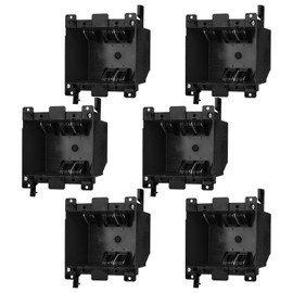 TOMSHIELE Old Work 2-Gang Box, 2-Gang Electrical Box, 25 cu.in. PVC Old Work Electrical Switch and Outlet Box, Plastic Junction Box for Home Improvement (Black-6Pack)