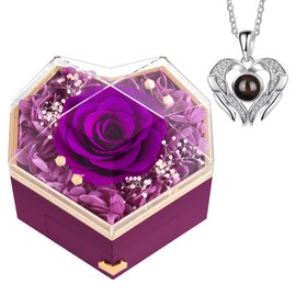 GOICC Ewige Rose Infinity Rosen mit Kette Konservierte Echte Rosen Schmuck Box Mama Oma Freundin Hochzeitstag Geburtstag Geschenke Für Frauen