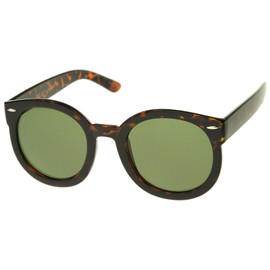zeroUV Women's Retro Oversize Horn Rimmed P3 Round Sunglasses 52mm (Tortoise/Green)