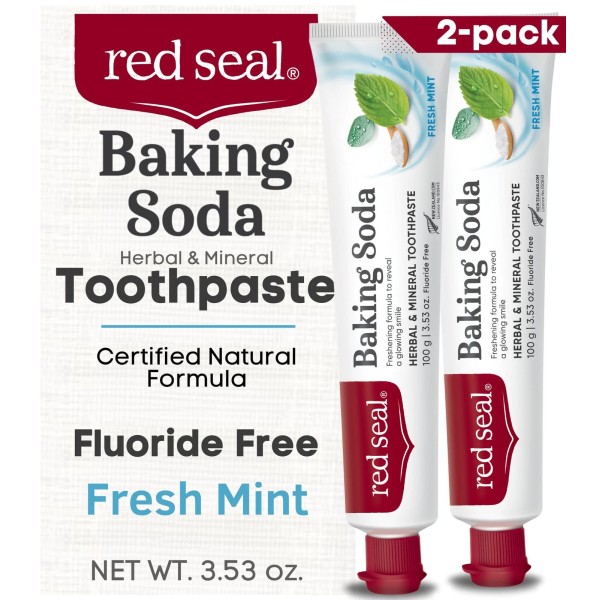 Red Seal Baking Soda Toothpaste - Fluoride-Free Herbal & Mineral
