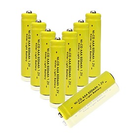 GLESOURCE NiCd AAA 1.2V 600mAh Triple A Rechargeable Batteries for Solar Light Solar Lamp Garden Light(8 PCS)