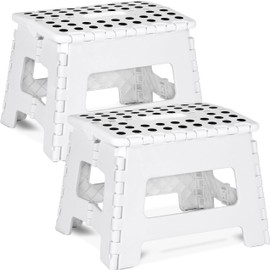 Utopia Home Folding Step Stool - (Pack of 2) Foot Stool with 9 Inch Height - Holds Up to 300 lbs - Lightweight Plastic Foldable Step Stool for Kids, Kitchen, Bathroom & Living Room (White)