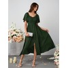 Womens Smocked Empire Waist Maxi Dress Sweetheart Neckline Flutter Sleeve