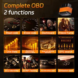 KONNWEI OBD2 Scanner Bluetooth 5.2, Wireless Car Scanner Diagnostic Tool for iOS & Android for Performance Test, Car Check Engine Code Reader & Scan Tool with Power ON/Off Button for Car Owners