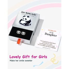 Panda Earrings Gifts, 925 Sterling Silver Cubic Zirconia Stud Earrings Hypoallergenic Cute Jewelry Gift for Women Girlfriend Girls-For Daughter