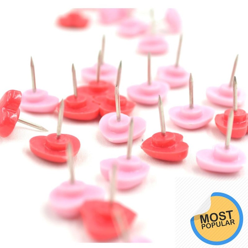 Heart Shape Push Pins - Pink & Red Heart Shape