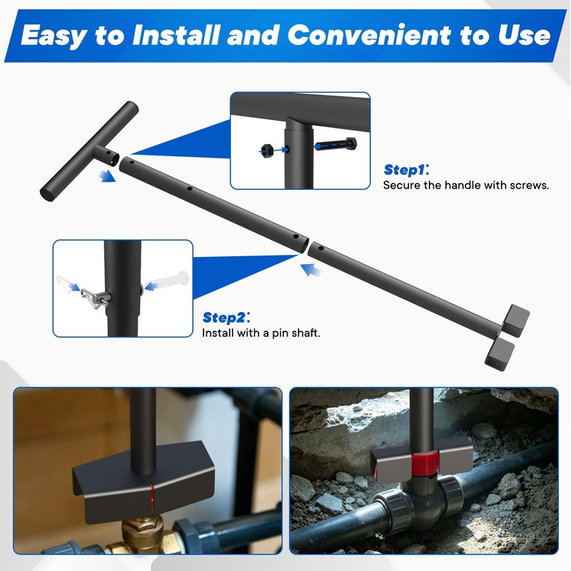 KUQAE Adjustable Ball Valve Wrench，Heavy Duty Steel Labor-Saving Wrench