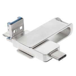 KONTONTY USB Flash Drive Type C Rotating Metal Alloy U Disk Silver Compatible with Laptops and Devices USB for Stable Data Transfer Performance