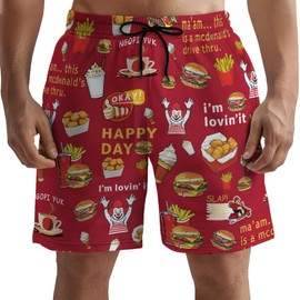 Men's Swim Trunks with Beach Print Quick Dry Swimsuits Board Shorts with Pockets Summer Gifts