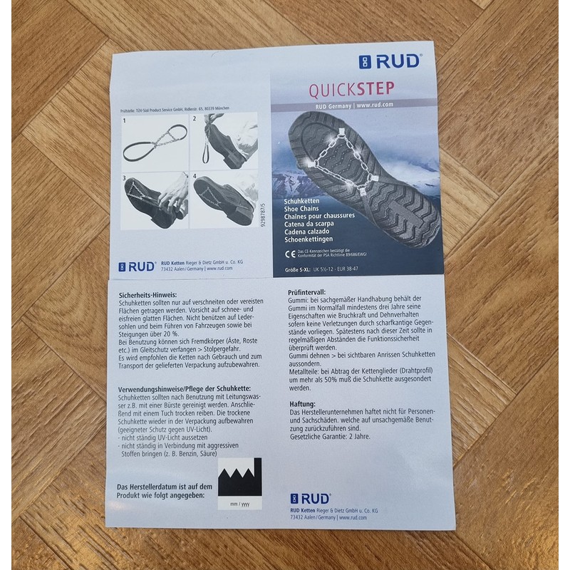 RUD Gleitschutzkette Quick Step Schneekette für Schuhe - Bester Grip