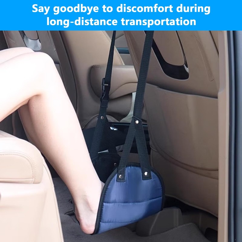 2 Pcs Adjustable Airplane Foot Rest with Breathable Mesh -