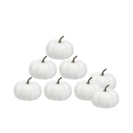 4 Inch Small White Pumpkins for Decorating - 8PCS Small White Foam Decorative Pumpkins for Fall Decor, White Paintable Artificial Pumpkins Perfect for