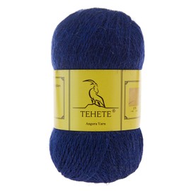 TEHETE Angora Wool Yarn for Crocheting Soft Luxurious Fuzzy Chunky Angora Rabbit Hair Knitting Yarn(Navy Blue,1Ball)