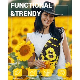 Crossbody Bags for Women, Sling Bag for Men, Small Hiking Backpack Anti Theft Lightweight for Outdoors Travel （M, Sun Flower）