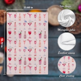 Nipil Preppy Pink Bar Kitchen Towels, Cocktail Gifts Dish Tea Towels for Kitchen Bartender Home Bar Cart Decor, Bartender Gifts Hand Towels, 16x24 Inches