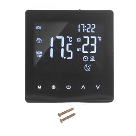 Digital Thermostat LCD Display Programmable Smart Touch Screen Floor Water Heating Boiler Controller Black AC90‑240V K2MRH3A