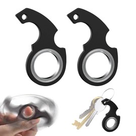 EULAPGOE Pack of 2 Key Fob Spinner Key Spinner Fidget Ring Toy Fidget Keyring Key Flipping Toy for Teens (Black)
